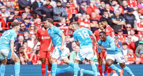 الهدف الأول بعد صمود 342 دقيقة.. هودسون أودوي يهز شباك ليفربول (فيديو)